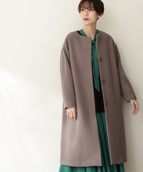 N.（N. Natural Beauty Basic）（エヌエヌナチュラルビューティーベーシック）の「【横田ひかるさん着用】【S Size Line】◆ビーバーメルトンノーカラーコート（ノーカラーコート・レディース・ホワイト/ブラック/グレー/オレンジ/チョコ・SMALL/MEDIUM）」の13枚目の写真