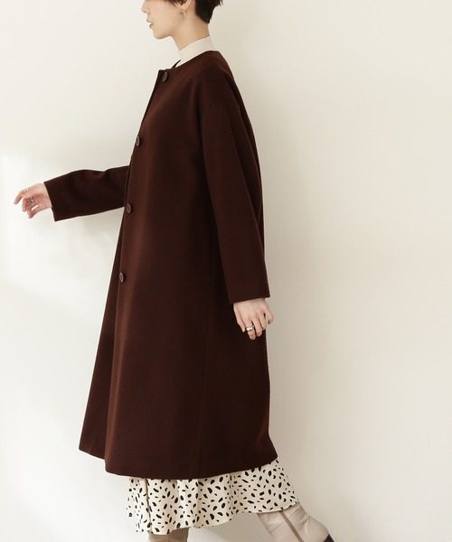 N.（N. Natural Beauty Basic）（エヌエヌナチュラルビューティーベーシック）の「【横田ひかるさん着用】【S Size Line】◆ビーバーメルトンノーカラーコート（ノーカラーコート・レディース・ホワイト/ブラック/グレー/オレンジ/チョコ・SMALL/MEDIUM）」の22枚目の写真