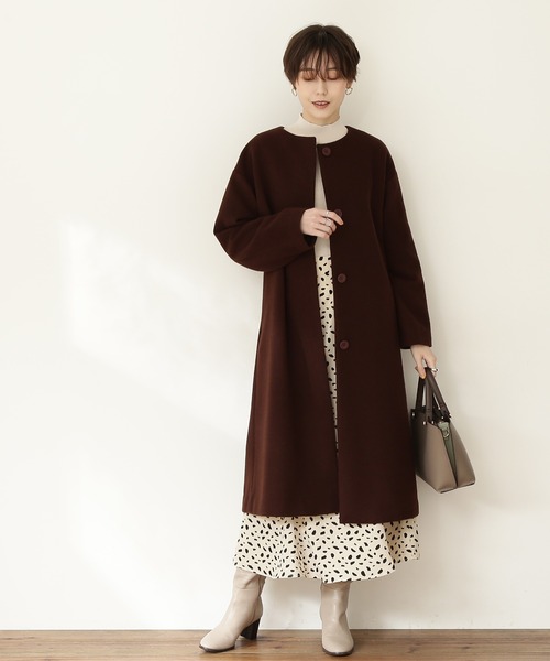 N.（N. Natural Beauty Basic）（エヌエヌナチュラルビューティーベーシック）の「【横田ひかるさん着用】【S Size Line】◆ビーバーメルトンノーカラーコート（ノーカラーコート・レディース・ホワイト/ブラック/グレー/オレンジ/チョコ・SMALL/MEDIUM）」の17枚目の写真