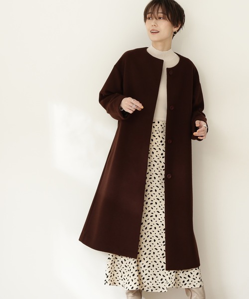 N.（N. Natural Beauty Basic）（エヌエヌナチュラルビューティーベーシック）の「【横田ひかるさん着用】【S Size Line】◆ビーバーメルトンノーカラーコート（ノーカラーコート・レディース・ホワイト/ブラック/グレー/オレンジ/チョコ・SMALL/MEDIUM）」の16枚目の写真