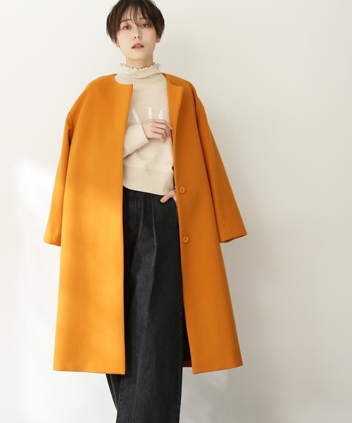 N.（N. Natural Beauty Basic）（エヌエヌナチュラルビューティーベーシック）の「【横田ひかるさん着用】【S Size Line】◆ビーバーメルトンノーカラーコート（ノーカラーコート・レディース・ホワイト/ブラック/グレー/オレンジ/チョコ・SMALL/MEDIUM）」の19枚目の写真