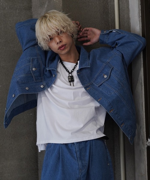 G.O.C（ジーオーシー）の「オーバードルマンデニムジャケット（デニムジャケット・メンズ・ブラック/ライトブルー/インディゴブルー・MEDIUM/LARGE）」の8枚目の写真