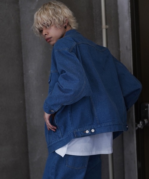 G.O.C（ジーオーシー）の「オーバードルマンデニムジャケット（デニムジャケット・メンズ・ブラック/ライトブルー/インディゴブルー・MEDIUM/LARGE）」の9枚目の写真