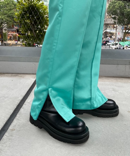 CIAOPANIC（チャオパニック）の「センタープレス裾ZIPサテンイージーパンツ（スラックス・レディース・ブラック/イエロー/グリーン・FREE）」の14枚目の写真