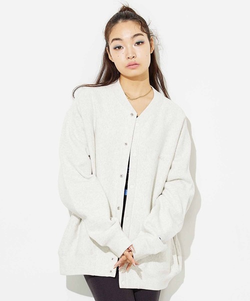 X-girl（エックスガール）の「X-girl × Champion REVERSE WEAVE SNAP SWEATSHIRT（スウェット・レディース・ブラック/ホワイト/グリーン・S/M）」の9枚目の写真