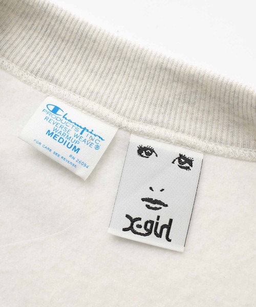 X-girl（エックスガール）の「X-girl × Champion REVERSE WEAVE SNAP SWEATSHIRT（スウェット・レディース・ブラック/ホワイト/グリーン・S/M）」の7枚目の写真