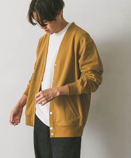 URBAN RESEARCH DOORS(アーバンリサーチドアーズ)の「裏毛スナップカーディガン(カーディガン/ボレロ・メンズ・ブラック/グレー/グリーン/マスタード・MEDIUM/LARGE)」の6枚目の写真
