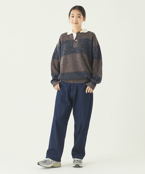 info. BEAUTY&YOUTH(インフォビューティアンドユース)の「【WEB限定】 <info. BEAUTY&YOUTH> バルーンシルエット ボーダー ニットポロ(ニット/セーター・メンズ・ライトブルー/ダークグリーン/ダークブラウン・S/M/L)」の21枚目の写真