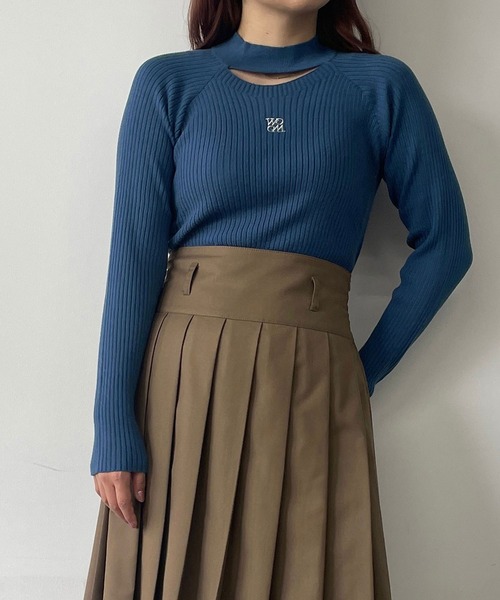 179/WG(イチナナキュウダブルジー)の「スリットリブニットプルオーバー(ニット/セーター・レディース・グリーン/ブルー/パープル/ブラック/オフホワイト・FREE)」の5枚目の写真