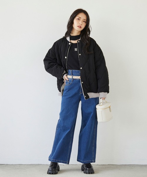179/WG(イチナナキュウダブルジー)の「スリットリブニットプルオーバー(ニット/セーター・レディース・グリーン/ブルー/パープル/ブラック/オフホワイト・FREE)」の7枚目の写真