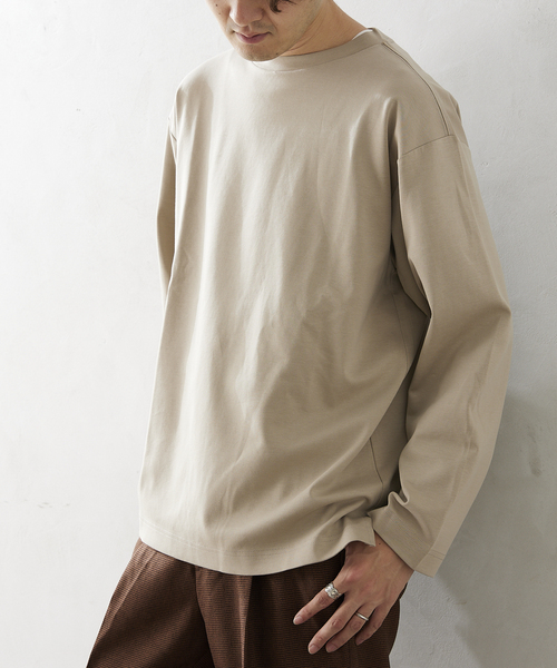JOURNAL STANDARD relume（ジャーナルスタンダード　レリューム）の「40/- ポンチロングスリーブTシャツ（Tシャツ/カットソー・メンズ・ホワイト/ベージュ/ブラックミックス/コバルトブルー・MEDIUM/LARGE）」の3枚目の写真