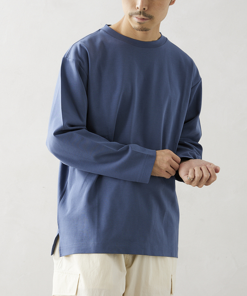 JOURNAL STANDARD relume（ジャーナルスタンダード　レリューム）の「40/- ポンチロングスリーブTシャツ（Tシャツ/カットソー・メンズ・ホワイト/ベージュ/ブラックミックス/コバルトブルー・MEDIUM/LARGE）」の7枚目の写真