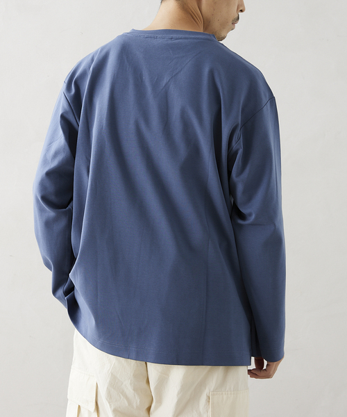 JOURNAL STANDARD relume（ジャーナルスタンダード　レリューム）の「40/- ポンチロングスリーブTシャツ（Tシャツ/カットソー・メンズ・ホワイト/ベージュ/ブラックミックス/コバルトブルー・MEDIUM/LARGE）」の8枚目の写真