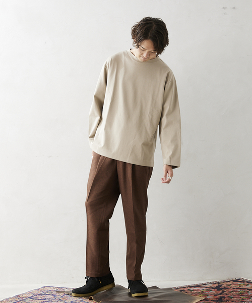 JOURNAL STANDARD relume（ジャーナルスタンダード　レリューム）の「40/- ポンチロングスリーブTシャツ（Tシャツ/カットソー・メンズ・ホワイト/ベージュ/ブラックミックス/コバルトブルー・MEDIUM/LARGE）」の9枚目の写真