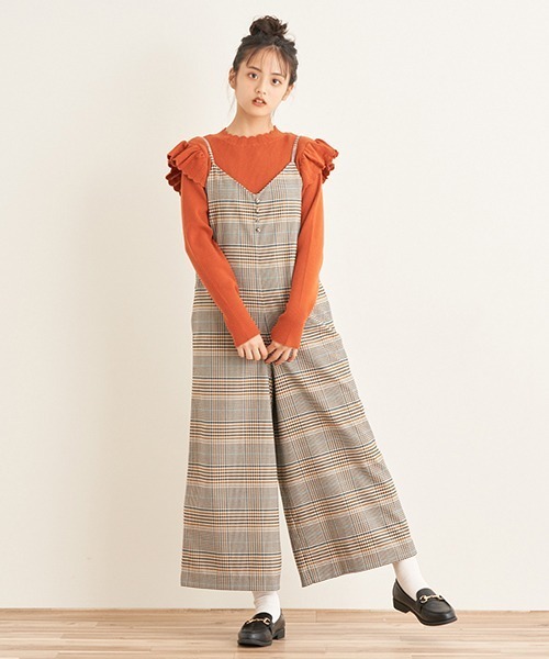 pom ponette junior（ポンポネットジュニア）の「チェックサロペット  