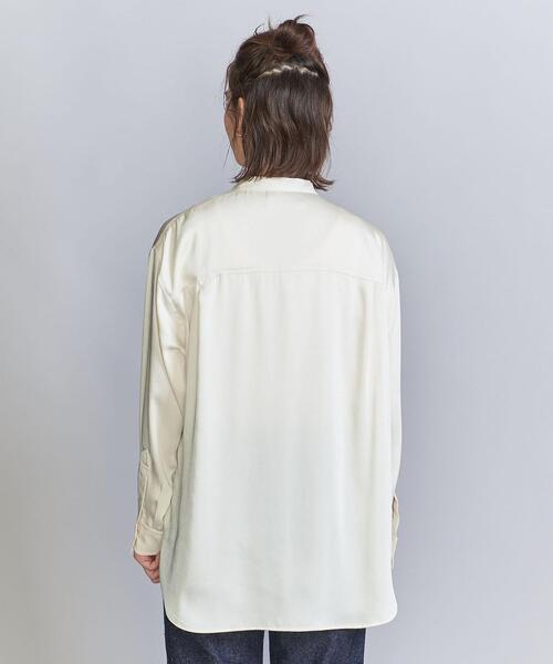 BEAUTY&YOUTH UNITED ARROWS（ビューティーアンドユースユナイテッドアローズ）の「ポリエステルサテン バンドカラー シャツ -ウォッシャブル-（シャツ/ブラウス・レディース・オフホワイト/イエロー/コバルトブルー・FREE）」の17枚目の写真