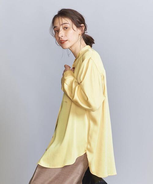 BEAUTY&YOUTH UNITED ARROWS（ビューティーアンドユースユナイテッドアローズ）の「ポリエステルサテン バンドカラー シャツ -ウォッシャブル-（シャツ/ブラウス・レディース・オフホワイト/イエロー/コバルトブルー・FREE）」の18枚目の写真