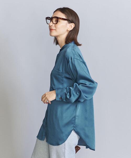 BEAUTY&YOUTH UNITED ARROWS（ビューティーアンドユースユナイテッドアローズ）の「ポリエステルサテン バンドカラー シャツ -ウォッシャブル-（シャツ/ブラウス・レディース・オフホワイト/イエロー/コバルトブルー・FREE）」の11枚目の写真