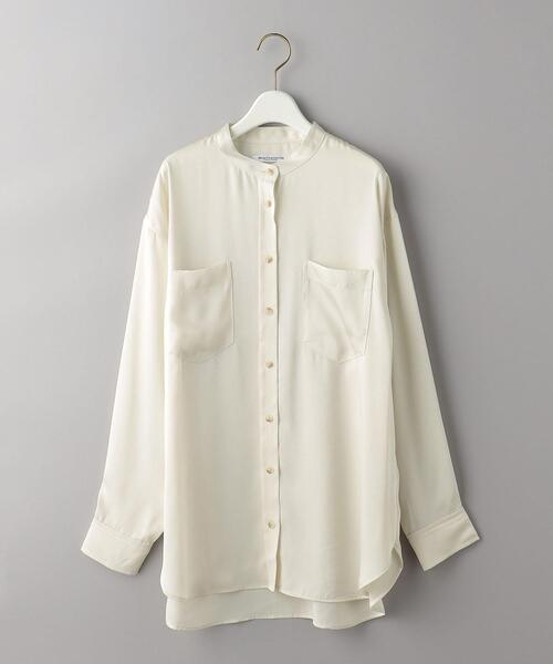 BEAUTY&YOUTH UNITED ARROWS（ビューティーアンドユースユナイテッドアローズ）の「ポリエステルサテン バンドカラー シャツ -ウォッシャブル-（シャツ/ブラウス・レディース・オフホワイト/イエロー/コバルトブルー・FREE）」の16枚目の写真