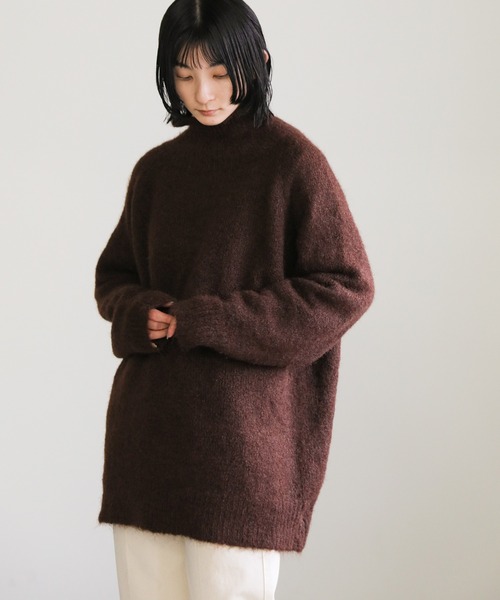select MOCA(セレクトモカ)の「ハイネックシャギールーズニット(ニット/セーター・レディース・マスタード/ブラウン/ブラック・FREE)」の16枚目の写真