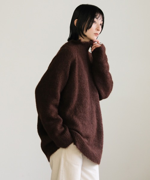 select MOCA(セレクトモカ)の「ハイネックシャギールーズニット(ニット/セーター・レディース・マスタード/ブラウン/ブラック・FREE)」の18枚目の写真