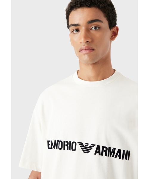 EMPORIO ARMANI(エンポリオアルマーニ)の「【エンポリオ アルマーニ】Tシャツ ヘビージャージー素材 グラデーションフロックロゴ(Tシャツ/カットソー・メンズ・アイボリー/ブラック系4・LARGE/MEDIUM/SMALL/X-LARGE/X-SMALL)」の3枚目の写真