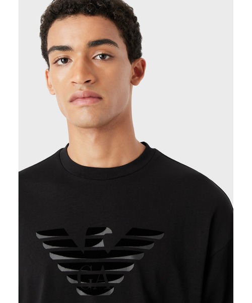 EMPORIO ARMANI(エンポリオアルマーニ)の「【エンポリオ アルマーニ】Tシャツ ヘビージャージー素材 グラデーションフロックロゴ(Tシャツ/カットソー・メンズ・アイボリー/ブラック系4・LARGE/MEDIUM/SMALL/X-LARGE/X-SMALL)」の7枚目の写真