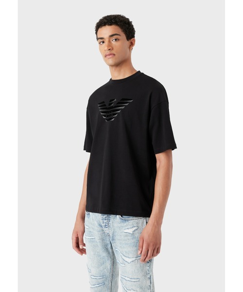 EMPORIO ARMANI(エンポリオアルマーニ)の「【エンポリオ アルマーニ】Tシャツ ヘビージャージー素材 グラデーションフロックロゴ(Tシャツ/カットソー・メンズ・アイボリー/ブラック系4・LARGE/MEDIUM/SMALL/X-LARGE/X-SMALL)」の8枚目の写真