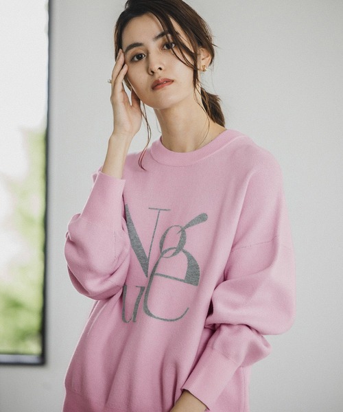 LEPSIM（レプシィム）の「ロゴニットプルオーバー　170817（ニット/セーター・レディース・グレイッシュベージュ/チャコールグレー/ピンク・FREE）」の3枚目の写真