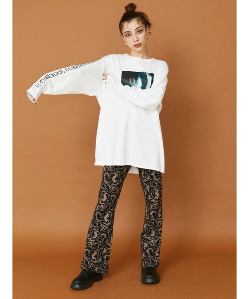 EVRIS（エヴリス）の「マーブルフレアニットパンツ（その他パンツ・レディース・グリーン/ブラック・FREE）」の5枚目の写真