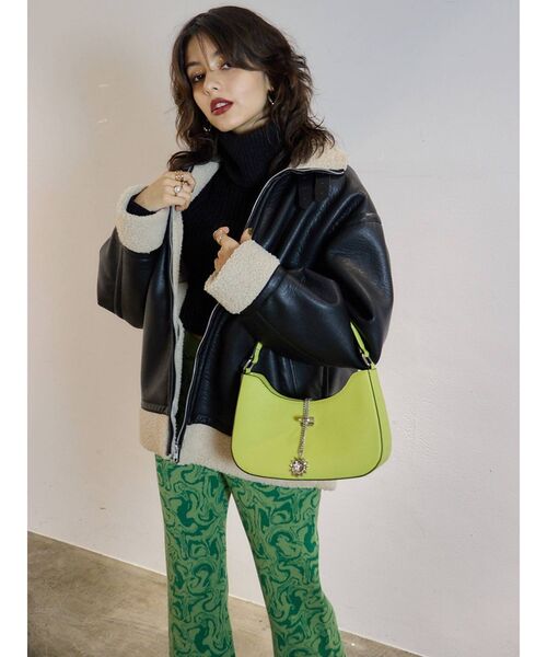 EVRIS（エヴリス）の「マーブルフレアニットパンツ（その他パンツ・レディース・グリーン/ブラック・FREE）」の6枚目の写真