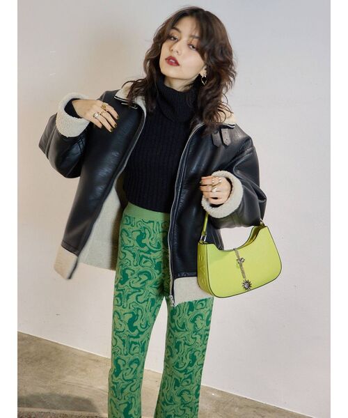 EVRIS（エヴリス）の「マーブルフレアニットパンツ（その他パンツ・レディース・グリーン/ブラック・FREE）」の7枚目の写真