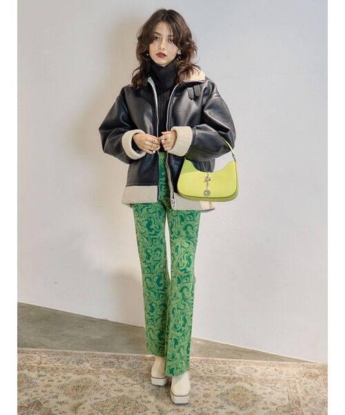 EVRIS（エヴリス）の「マーブルフレアニットパンツ（その他パンツ・レディース・グリーン/ブラック・FREE）」の8枚目の写真