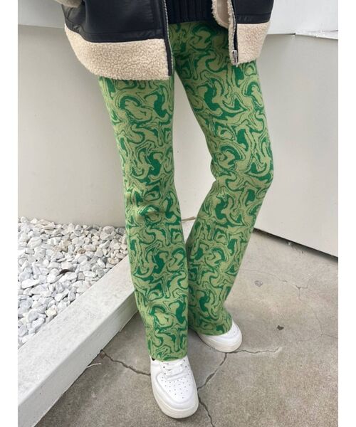 EVRIS（エヴリス）の「マーブルフレアニットパンツ（その他パンツ・レディース・グリーン/ブラック・FREE）」の9枚目の写真