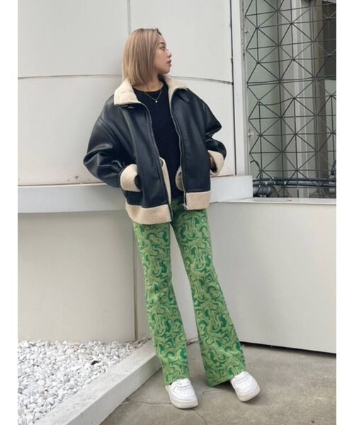 EVRIS（エヴリス）の「マーブルフレアニットパンツ（その他パンツ・レディース・グリーン/ブラック・FREE）」の12枚目の写真