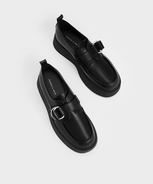 CHARLES&KEITH バックル プラットフォーム ペニーローファー23cm