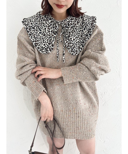 JUMELLE(ジュメロ)の「ネップニット(ニット/セーター・レディース・ベージュ/ネイビー・MEDIUM)」の1枚目の写真