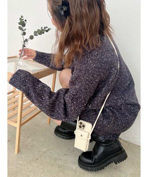 JUMELLE(ジュメロ)の「ネップニット(ニット/セーター・レディース・ベージュ/ネイビー・MEDIUM)」の2枚目の写真