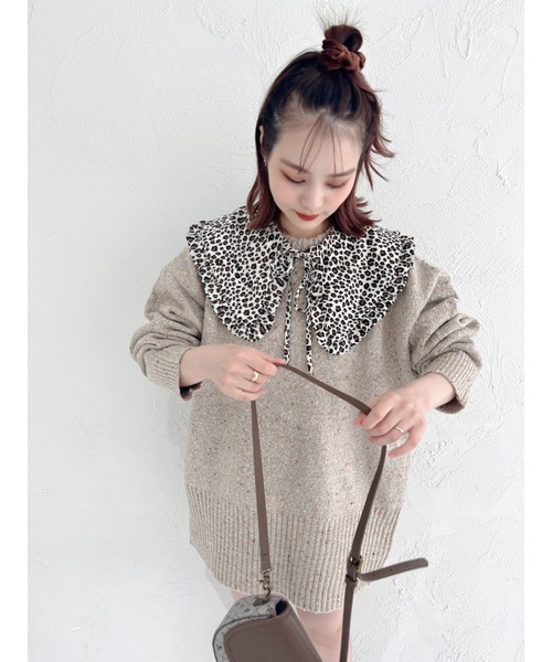 JUMELLE(ジュメロ)の「ネップニット(ニット/セーター・レディース・ベージュ/ネイビー・MEDIUM)」の4枚目の写真