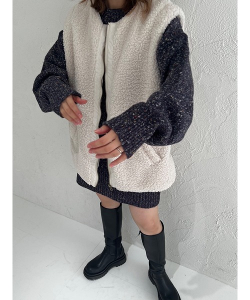 JUMELLE(ジュメロ)の「ネップニット(ニット/セーター・レディース・ベージュ/ネイビー・MEDIUM)」の9枚目の写真