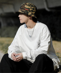 【neos -addictive design-】ビッグシルエット バックプリント スケート ヘビーウェイト クルーネック ロングスリーブ Tシャツ