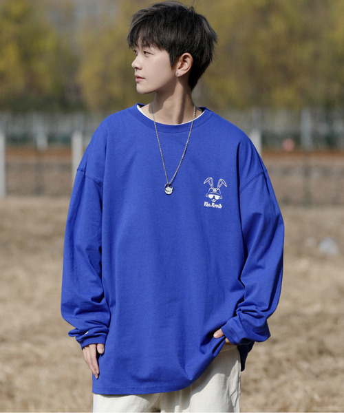 neos(ネオス)の「【neos -addictive design-】ビッグシルエット バックプリント スケート ヘビーウェイト クルーネック ロングスリーブ Tシャツ(Tシャツ/カットソー・メンズ・ブルー/ブラック/グリーン/ホワイト・LARGE/X-LARGE/MEDIUM)」の4枚目の写真