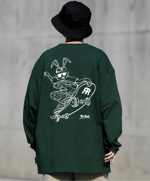 neos(ネオス)の「【neos -addictive design-】ビッグシルエット バックプリント スケート ヘビーウェイト クルーネック ロングスリーブ Tシャツ(Tシャツ/カットソー・メンズ・ブルー/ブラック/グリーン/ホワイト・LARGE/X-LARGE/MEDIUM)」の3枚目の写真