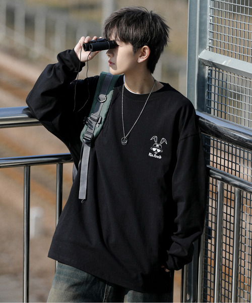neos(ネオス)の「【neos -addictive design-】ビッグシルエット バックプリント スケート ヘビーウェイト クルーネック ロングスリーブ Tシャツ(Tシャツ/カットソー・メンズ・ブルー/ブラック/グリーン/ホワイト・LARGE/X-LARGE/MEDIUM)」の18枚目の写真