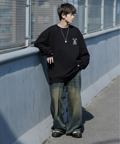 neos(ネオス)の「【neos -addictive design-】ビッグシルエット バックプリント スケート ヘビーウェイト クルーネック ロングスリーブ Tシャツ(Tシャツ/カットソー・メンズ・ブルー/ブラック/グリーン/ホワイト・LARGE/X-LARGE/MEDIUM)」の5枚目の写真