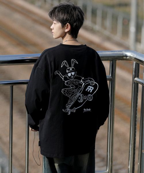 neos(ネオス)の「【neos -addictive design-】ビッグシルエット バックプリント スケート ヘビーウェイト クルーネック ロングスリーブ Tシャツ(Tシャツ/カットソー・メンズ・ブルー/ブラック/グリーン/ホワイト・LARGE/X-LARGE/MEDIUM)」の10枚目の写真