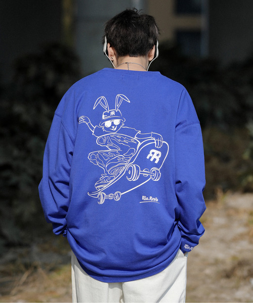 neos(ネオス)の「【neos -addictive design-】ビッグシルエット バックプリント スケート ヘビーウェイト クルーネック ロングスリーブ Tシャツ(Tシャツ/カットソー・メンズ・ブルー/ブラック/グリーン/ホワイト・LARGE/X-LARGE/MEDIUM)」の9枚目の写真