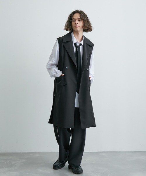 JUNRED(ジュンレッド)の「ドレープダブルクロスサイドラインワイドパンツ(スラックス・メンズ・ブラック/ブルー系その他4・L/M/S)」の7枚目の写真