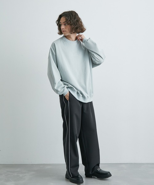 JUNRED(ジュンレッド)の「ドレープダブルクロスサイドラインワイドパンツ(スラックス・メンズ・ブラック/ブルー系その他4・L/M/S)」の9枚目の写真