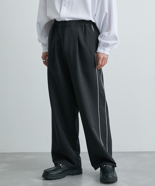 JUNRED(ジュンレッド)の「ドレープダブルクロスサイドラインワイドパンツ(スラックス・メンズ・ブラック/ブルー系その他4・L/M/S)」の22枚目の写真